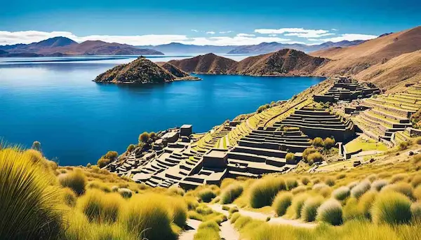 Ancient ruins with breathtaking views of Lake Titicaca, a site full of history.