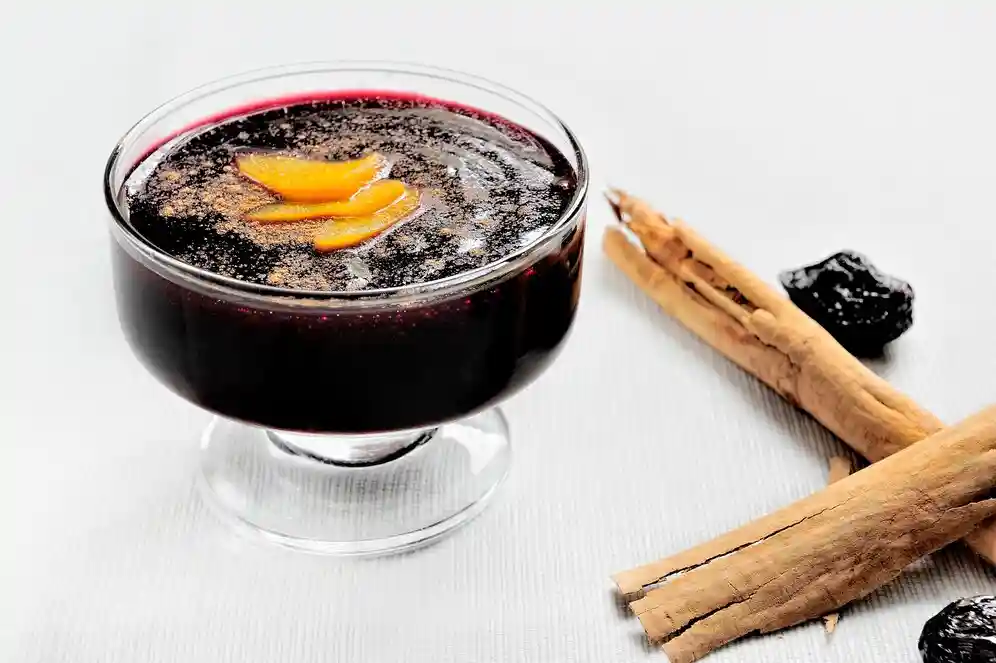 Mazamorra morada. Made with purple corn , a tipical street food.