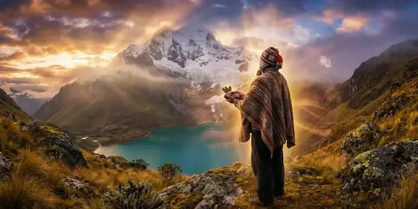 Sacred mountains known as Apus in Andean spiritual beliefs