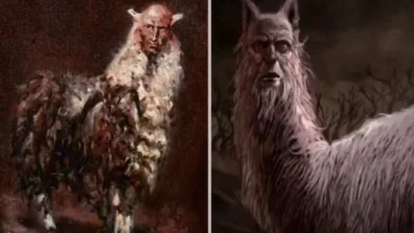 Artistic depiction of the Jarjacha creature from Andean mythology